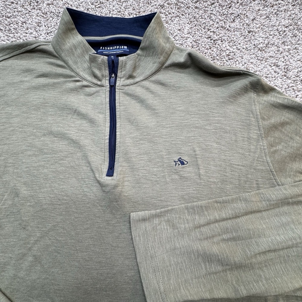Fish Hippie‎ 1/4 Zip Pullover Mens XL Beige Tan Cotton Modal Blend